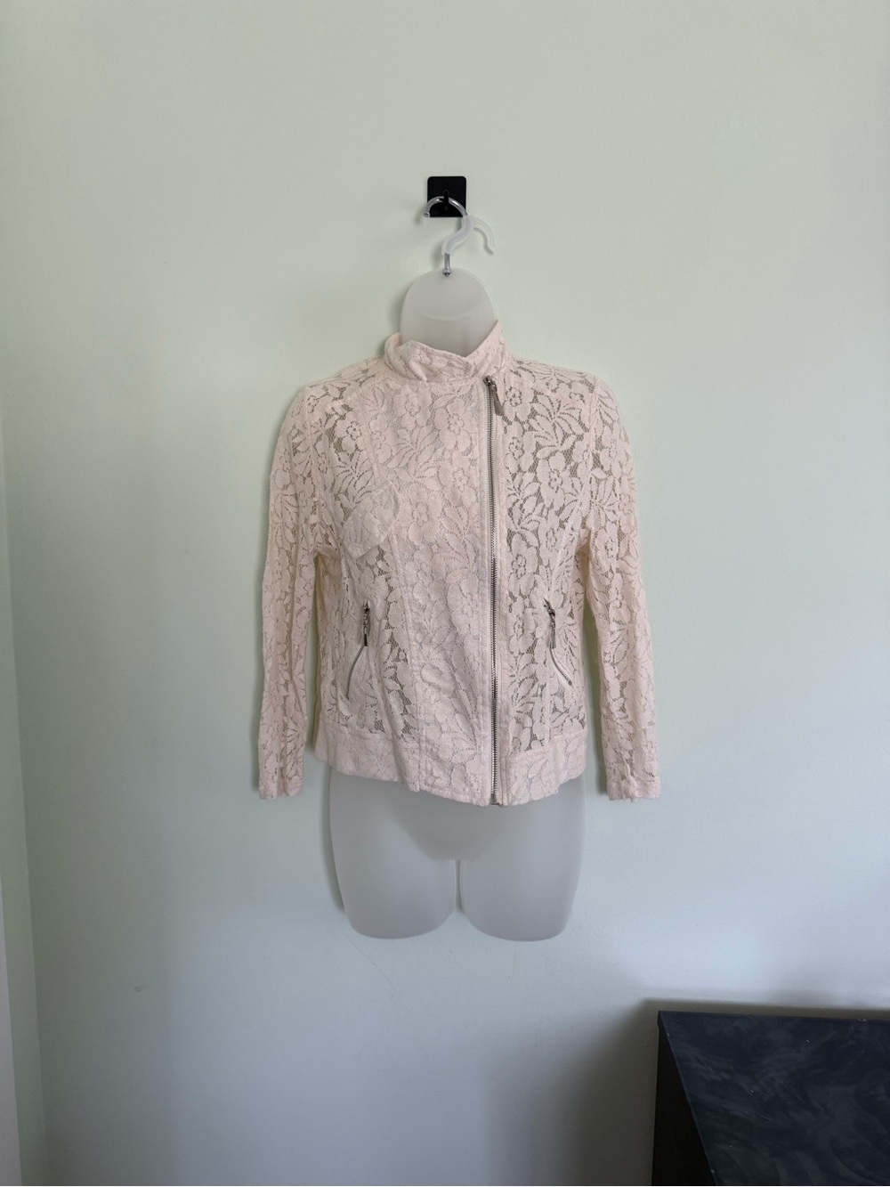 Women's Lace Zip-Up Jacket cream colored size small
